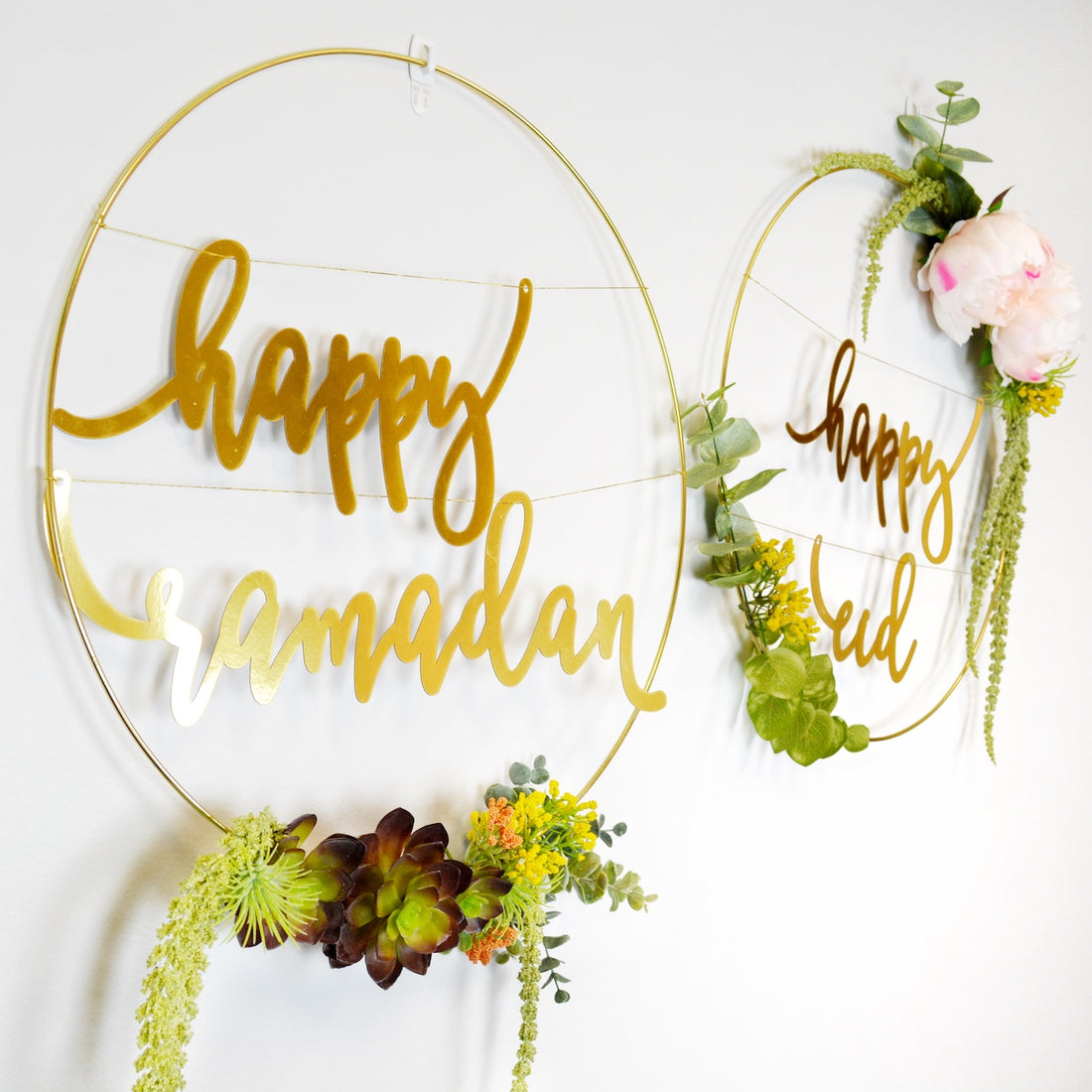 Gold floral hoop wreath DIY