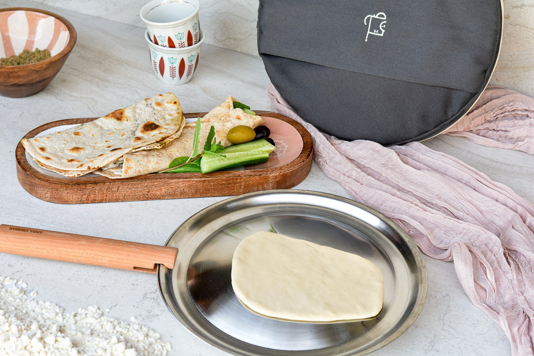 Making authentic Lebanese Saj bread using our Saj Kit