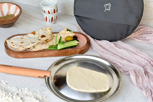 Making authentic Lebanese Saj bread using our Saj Kit