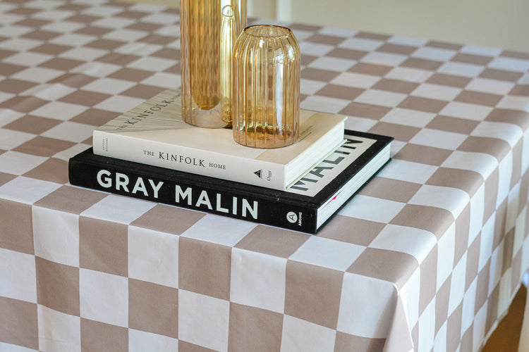 Checker Tablecloth- taupe