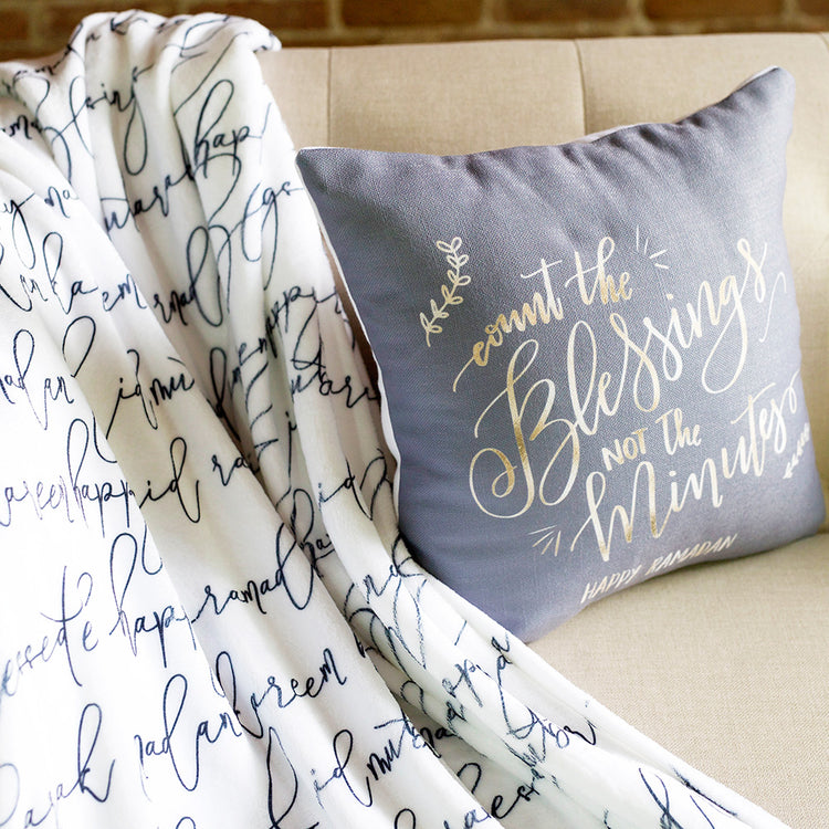 Count the Blessings Ramadan Pillow- Grey