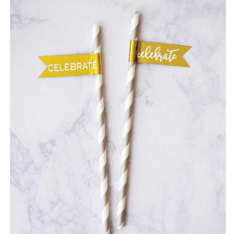 Celebrate metallic Flag Stickers - 10 pack