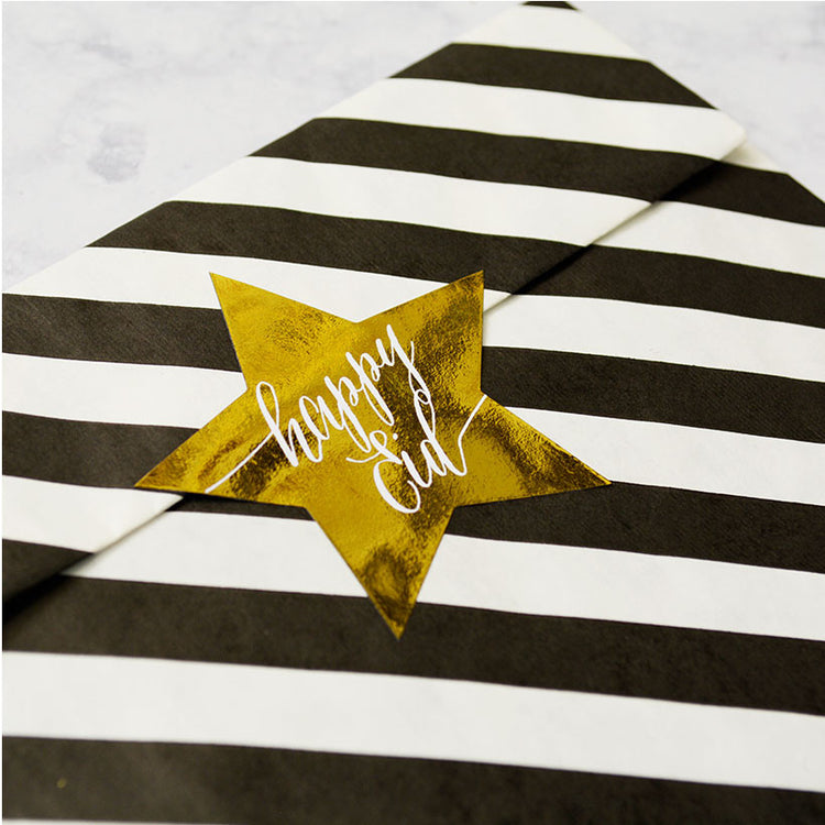 Happy Eid star metallic stickers