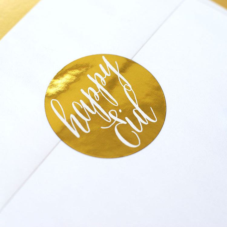 Happy Eid round metallic stickers - 10 pack