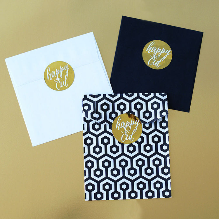 Happy Eid round metallic stickers - 10 pack