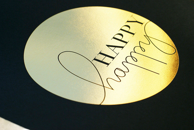 Art Print-' Happy Happy ' gold foil, black