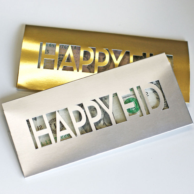 Gold Happy Eid Money Envelopes- laser cut