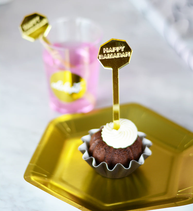 happy ramadan drink stirrer cupcake picks