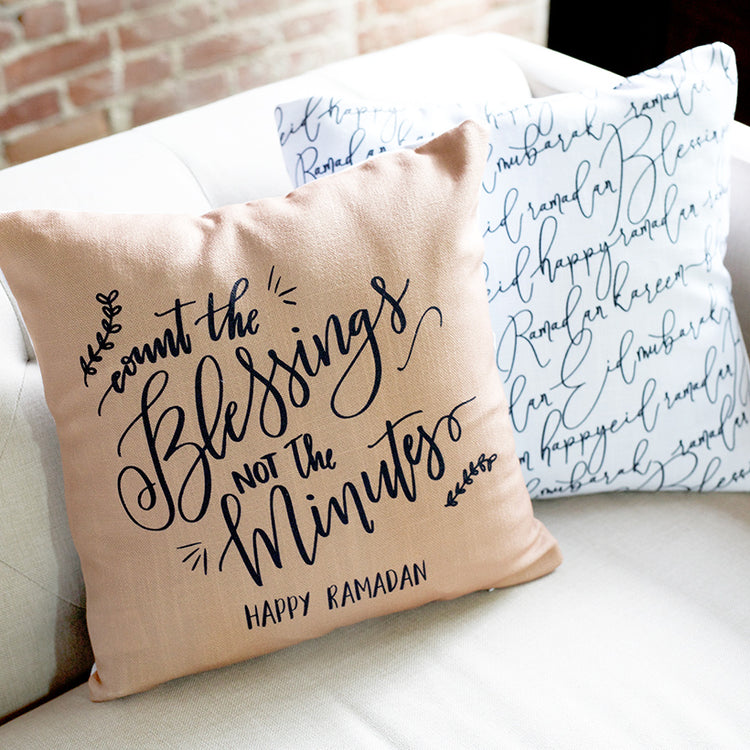 Count the Blessings Ramadan Pillow- Tan