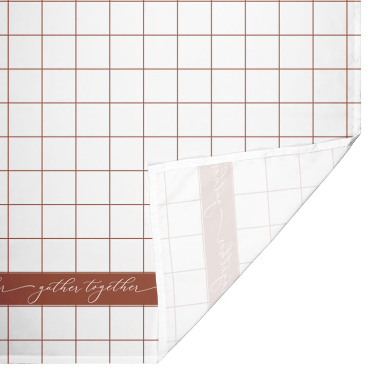 Gather together tablecloth modern check grid design . Thanksgiving tablecloth