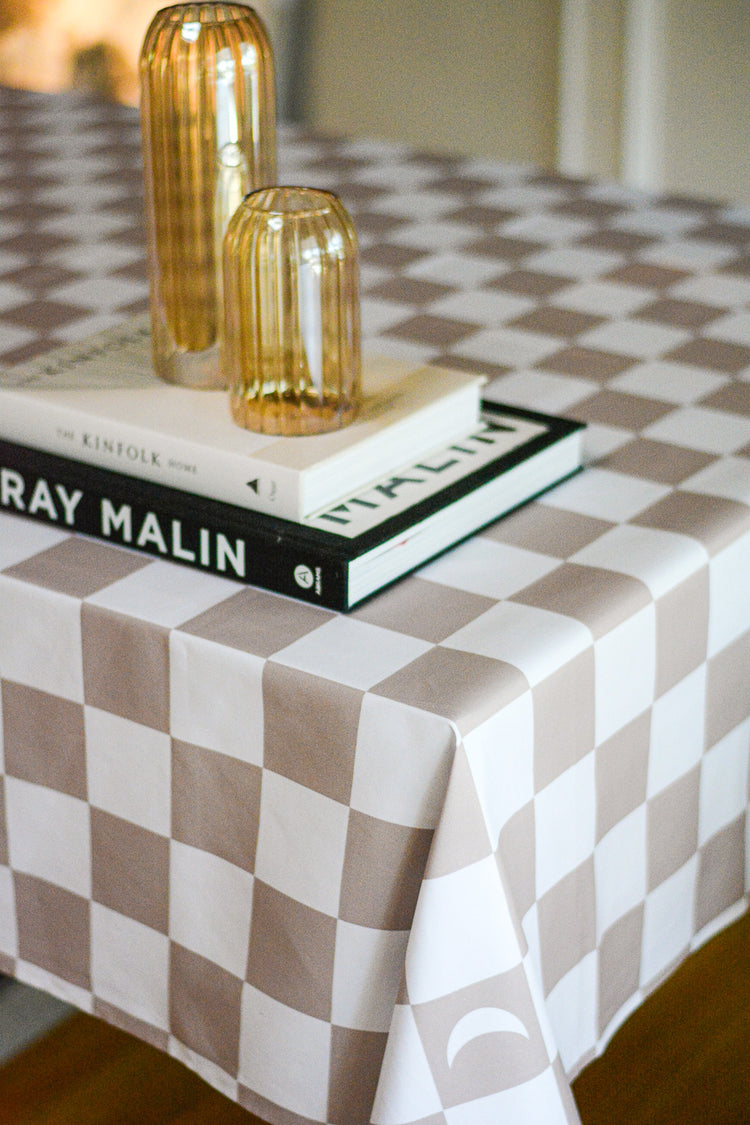 Checker Tablecloth- taupe