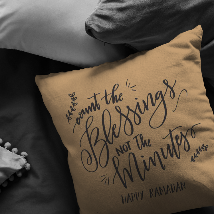 Count the Blessings Ramadan Pillow- Tan