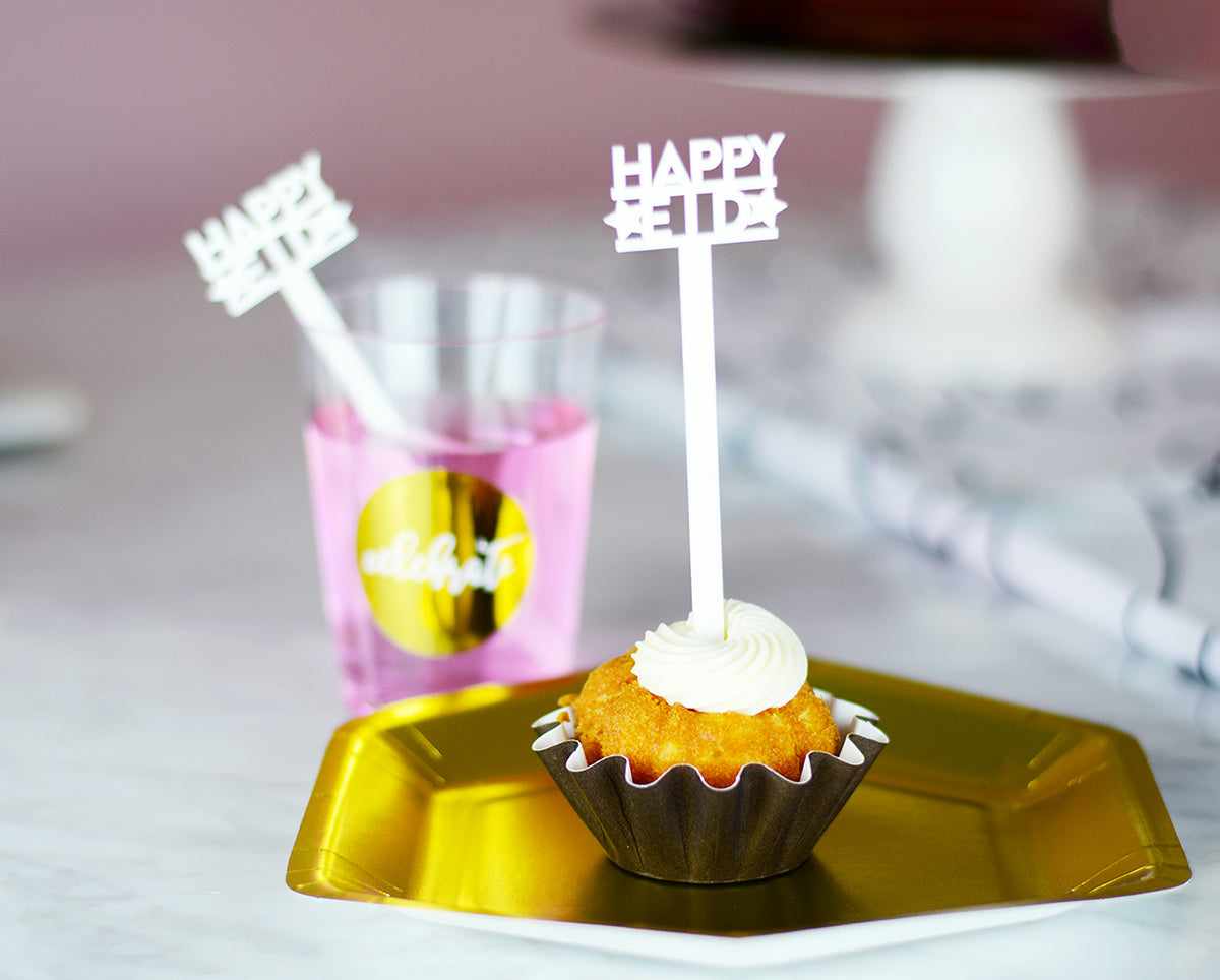 happy eid drink stirrer cupcake picks