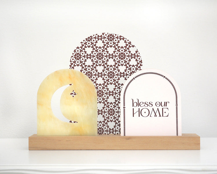 Luna Honey Onyx Crescent acrylic decor