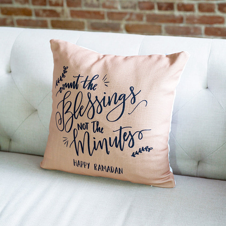 Count the Blessings Ramadan Pillow- Tan