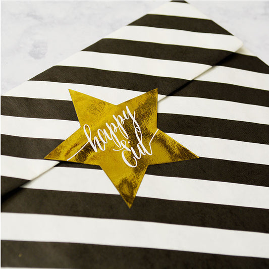 Happy Eid star metallic stickers