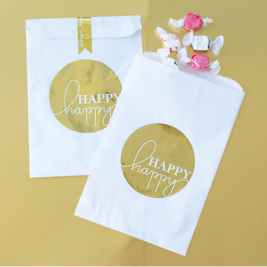 "Happy Happy" gold foil gift bag