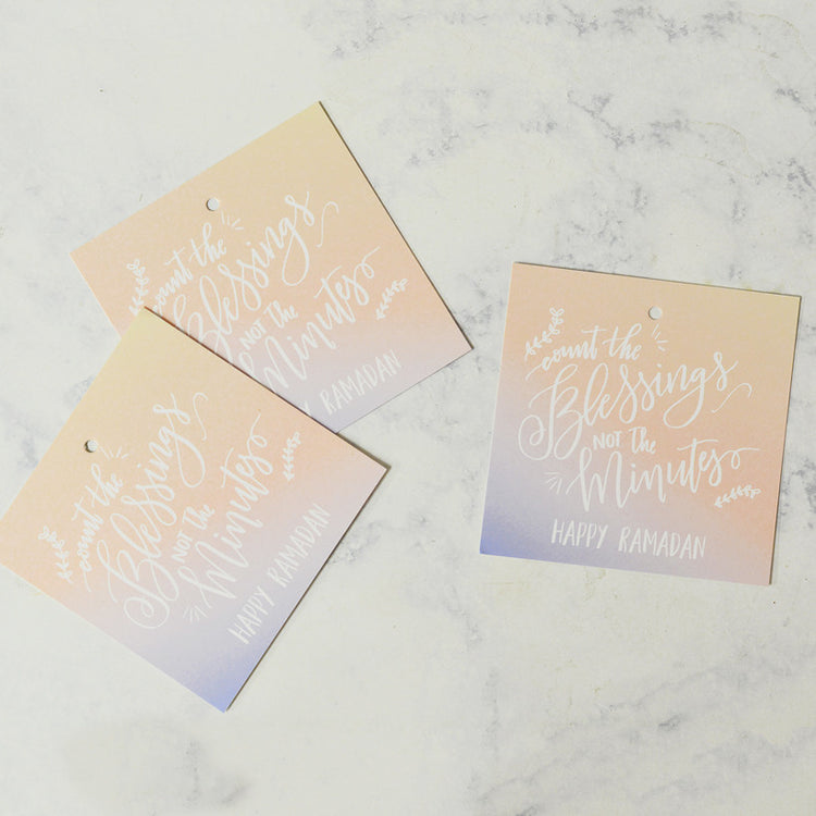 Happy Ramadan ombre gift tags