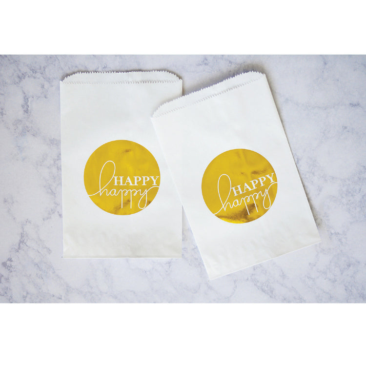 "Happy Happy" gold foil gift bag
