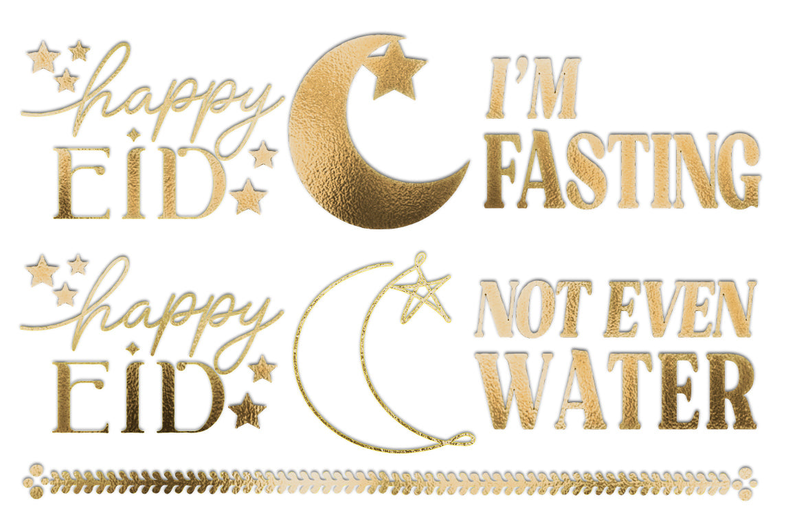 modernEID gold flash temporary tattoos ramadan eid fasting crescent