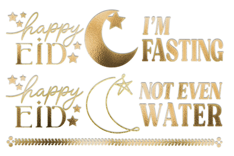 modernEID gold flash temporary tattoos ramadan eid fasting crescent